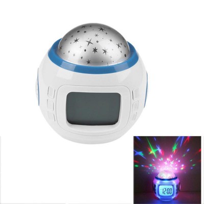 Sky Star Night Light Projector Lamp Bedroom Alarm Clock with Music Backlight Calendar Thermometer