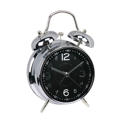 4" Metal Twin Bell Alarm Clock, Retro Vintage Desk Table Bedside Silent Analog Quartz Alarm Clock