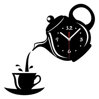 Creative DIY Acrylic Coffee Cup Teapot 3D LED Wall Clock